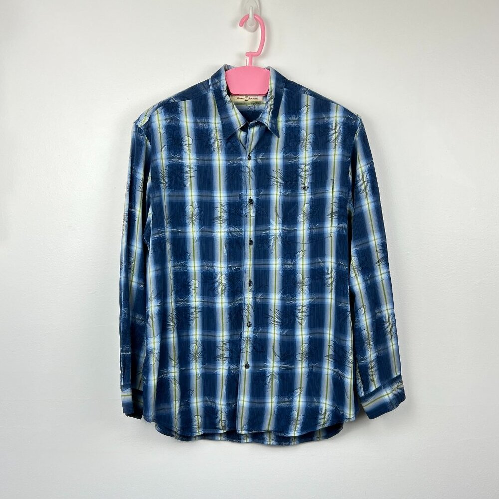 Tommy Bahama Shirt Men's Size Large Floral Long Sleeve Size Large Silk Blend